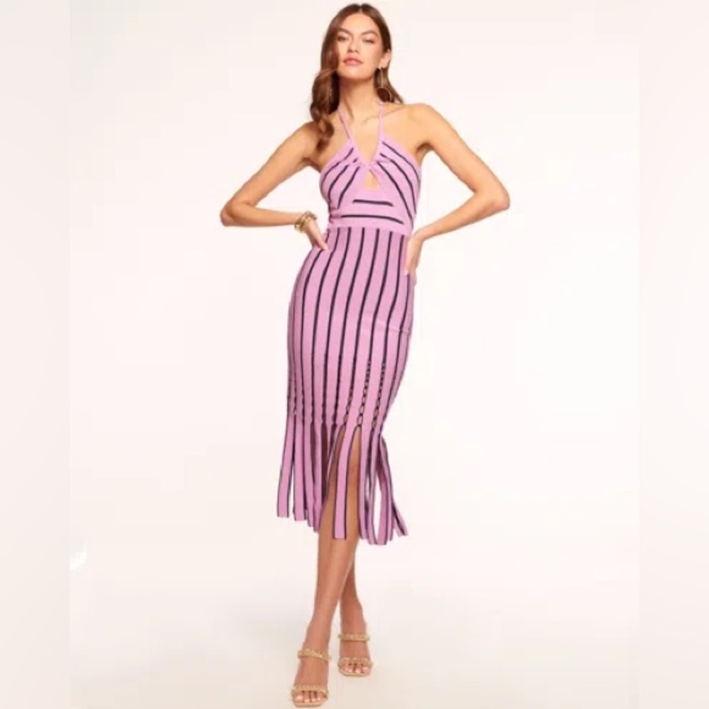 Ramy Brook- FRIDA FRINGE KNIT MIDI DRESS.  Size Medium